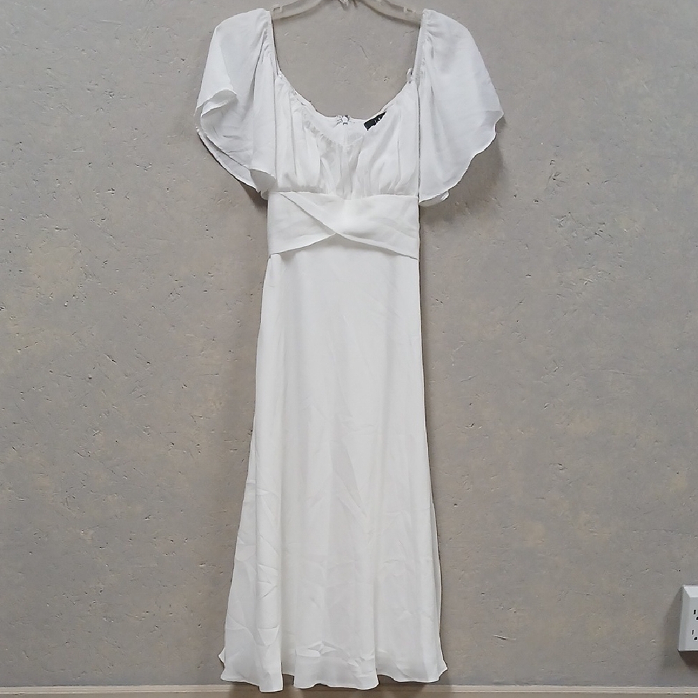 Lulu's White Off The Shoulder Midi Dress Medium